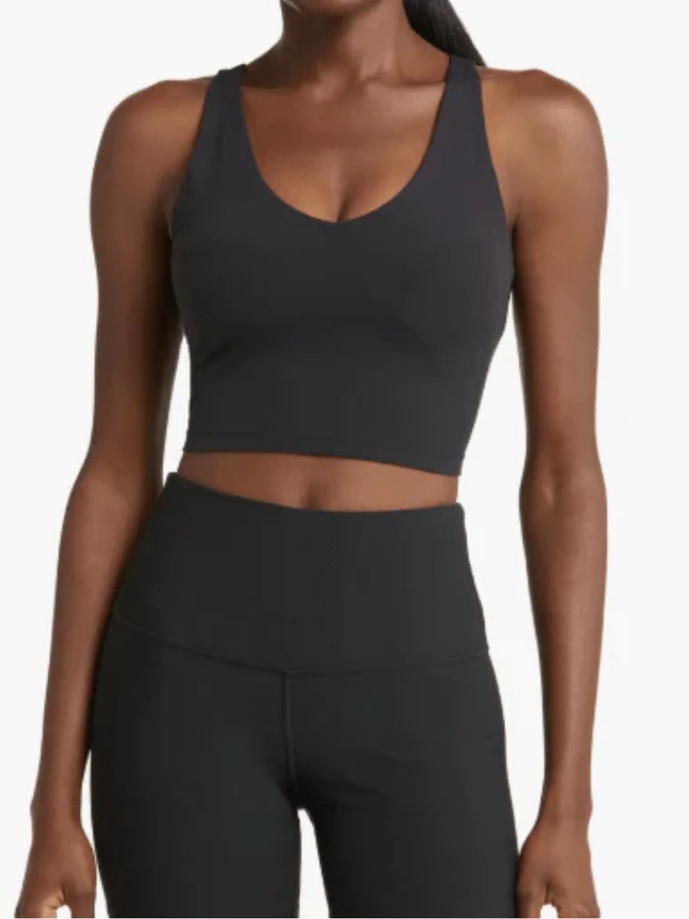Lezat Organic Cotton black v neck crop tank top size small